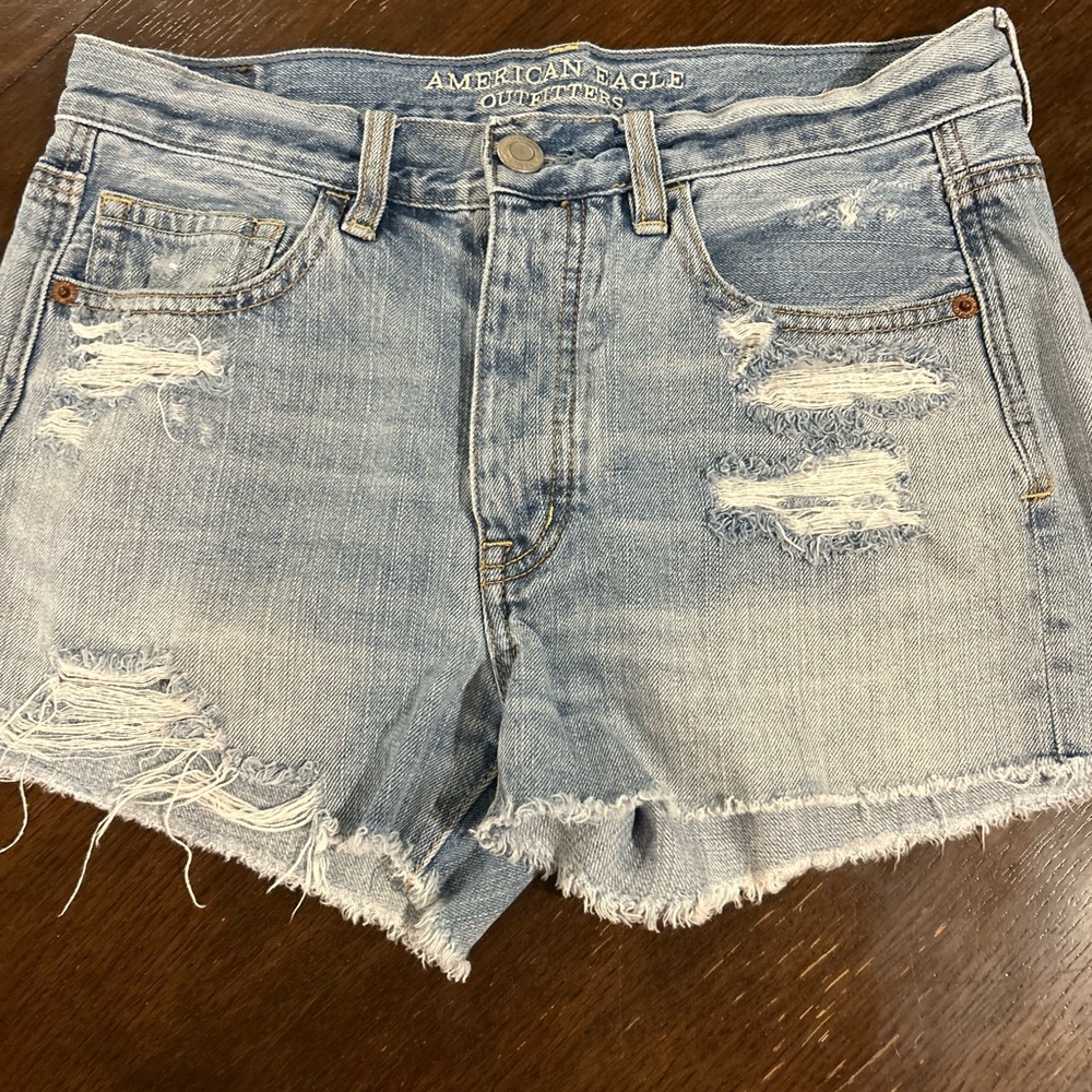 American Eagle Outfitters Blue Jean Shorts Distressed Cut-Offs